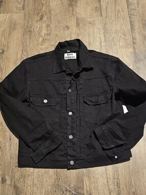 Acne Studios Jean Jacket Black Trucker Denim Men US13 Outerwear EU50 98% Cotton